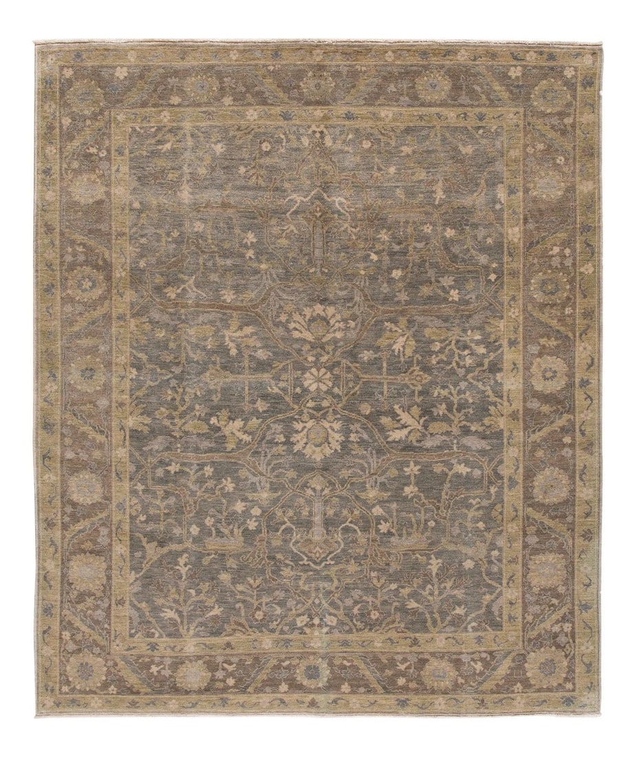 Stunning Armenian Wool Rug 8' x 10' Floral Design Tan Blue Accents (1 of 10)