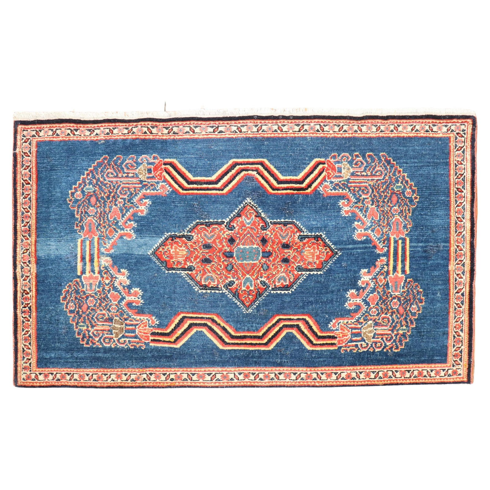Antique Persian Senneh Mini Rug Hand-Woven Wool American Colonial 1'7'' x 2'11'' Iran 1930 (1 of 6)