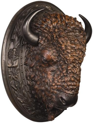 Buffalo Head Resin Mount Lodge Style Decor American West 27H: Buffalo Head Resin Mount Lodge Style Decor American West 27H Enhance your western decor with this stunning hand-cast and hand-painted Buffalo Head Resin Mount. Designed in a lodge style, this decorati