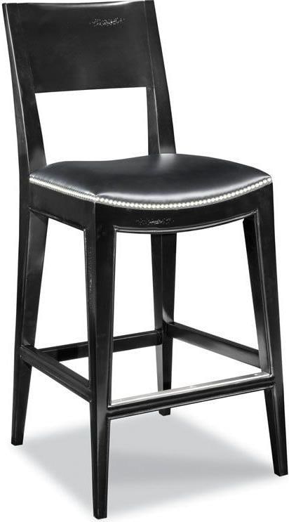Woodbridge Classic Black Counter Stool with Nailhead Details: Woodbridge Classic Black Counter Stool with Nailhead Details Elevate your dining or kitchen space with this Classic Nailhead Black Counter Stool. Crafted in an antique or vintage style, this stool fea