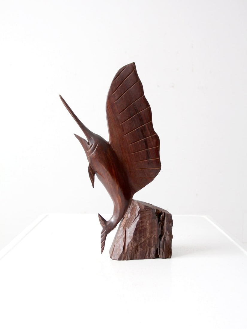 Vintage Hand-Carved Ironwood Sailfish Sculpture 17.25" (1 of 8)