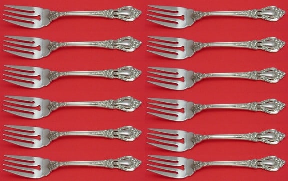 Lunt Eloquence Sterling Silver Salad Forks Set of 12 6 3/8 Inch (1 of 4)