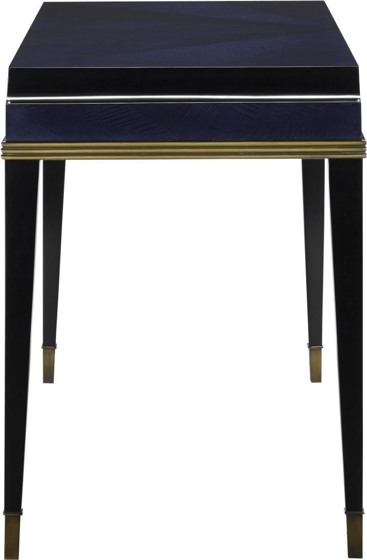 Currey Kallista Writing Desk Brass Finish 30.75H 46.50W 22.50D: Currey Kallista Writing Desk Brass Finish 30.75H 46.50W 22.50D Introducing the Sophisticated Kallista Writing Desk, a beautifully crafted piece that combines antique charm with modern functionality. T