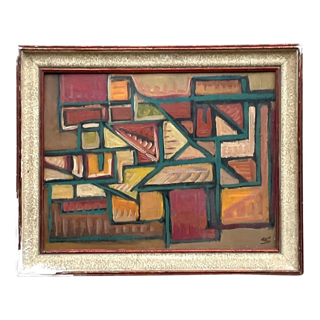 Signed Vintage French Abstract Oil Painting on Canvas (1 of 8)