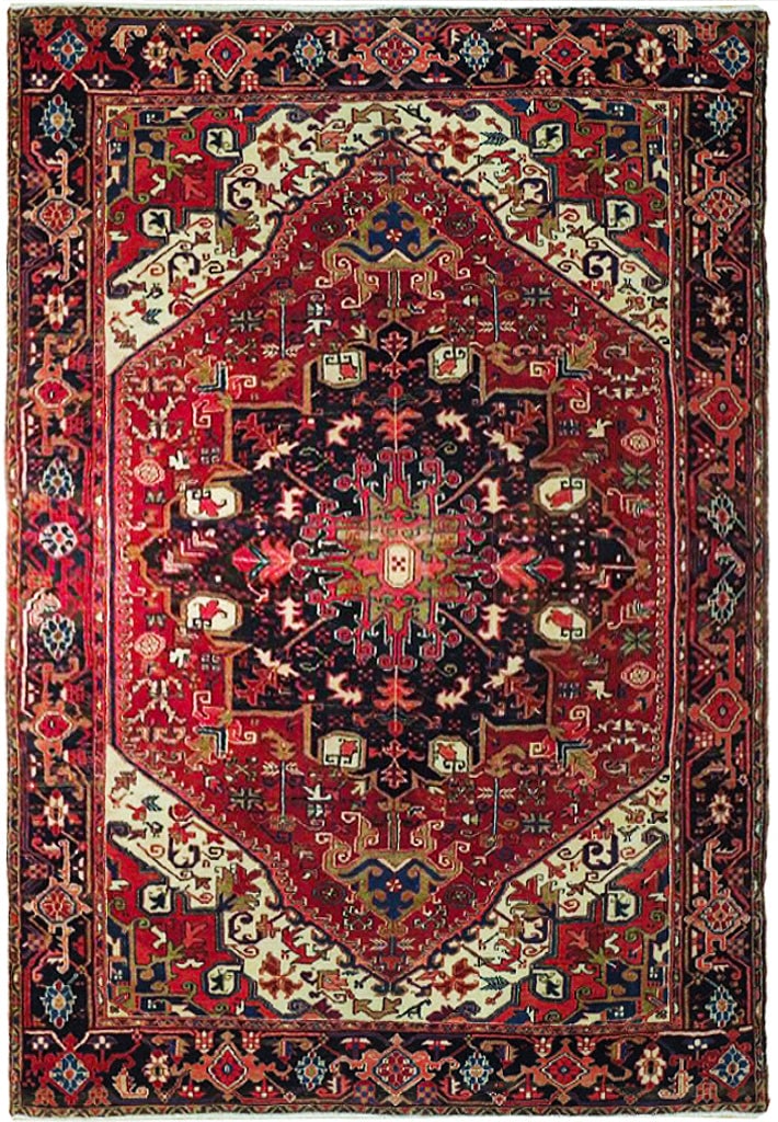 8.7 x 10.9 Old Persian Heriz Rug Handcrafted Wool Vintage (1 of 6)