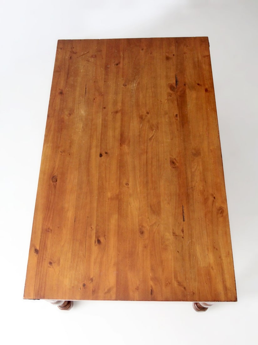 Rectangular Dining Table with Turned Legs and Double End Drawers - 11