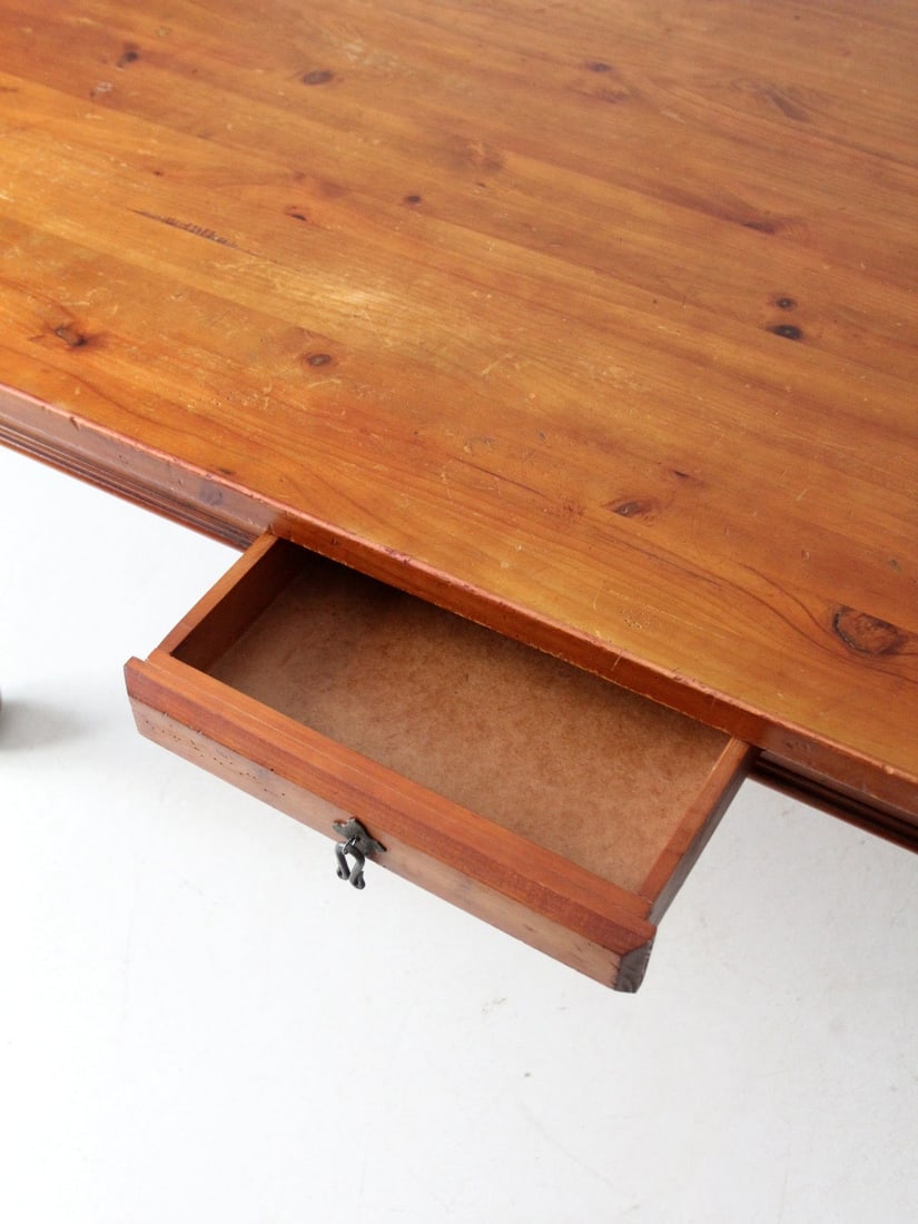 Rectangular Dining Table with Turned Legs and Double End Drawers - 5