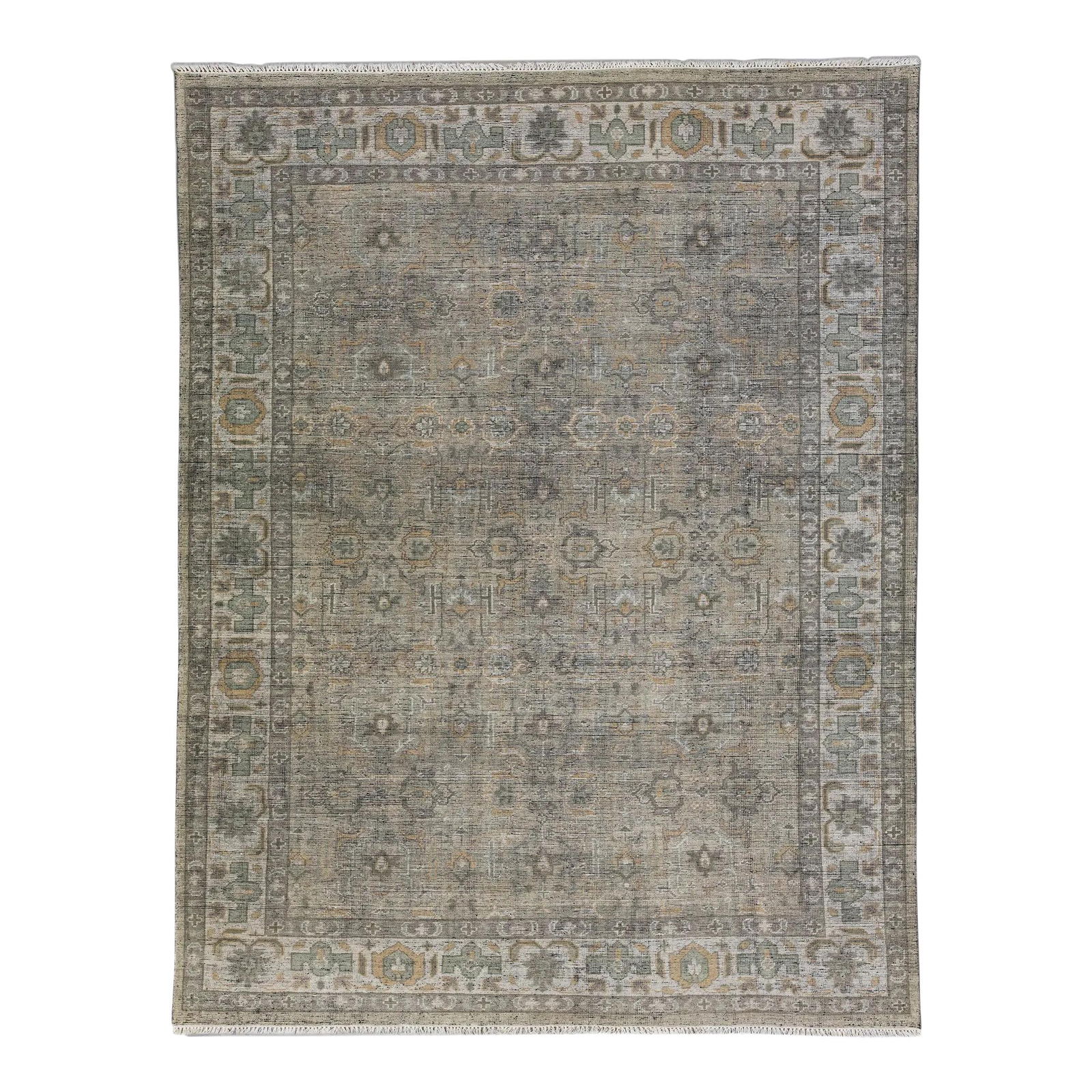 Gray Contemporary Oushak Style Wool Rug 9'2 x 12' Classic Motif (1 of 8)