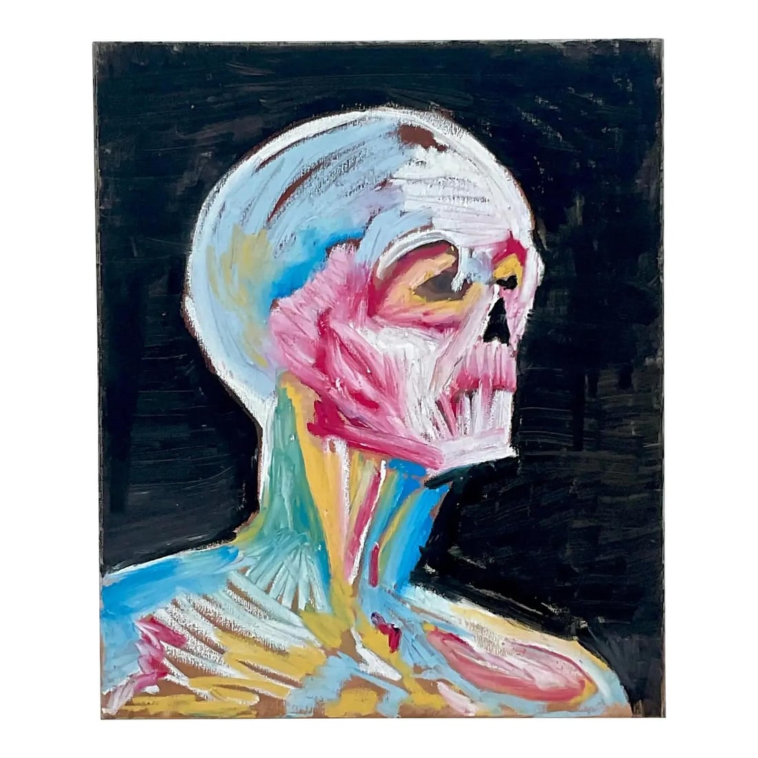 Expressive Bohemian Skull Canvas Painting With Abstract Design (1 of 5)