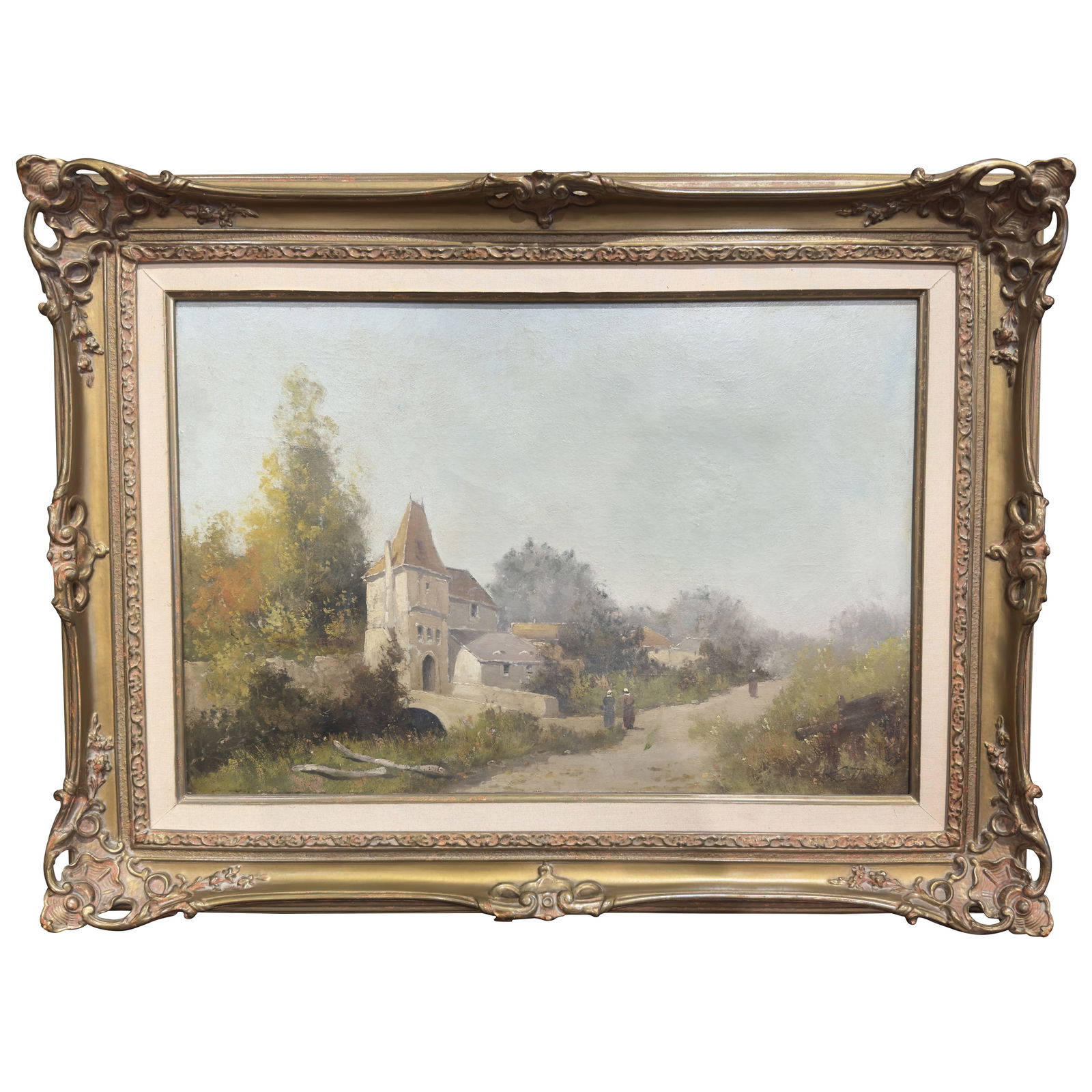19th Century Framed Oil Painting by L. Dupuy La Potrene du Chateau: 19th Century Framed Oil Painting by L. Dupuy La Potrene du Chateau This exquisite 19th-century framed oil painting, titled "La Potrene du Chateau," is a remarkable work by the artist L. Dupuy, a pseud