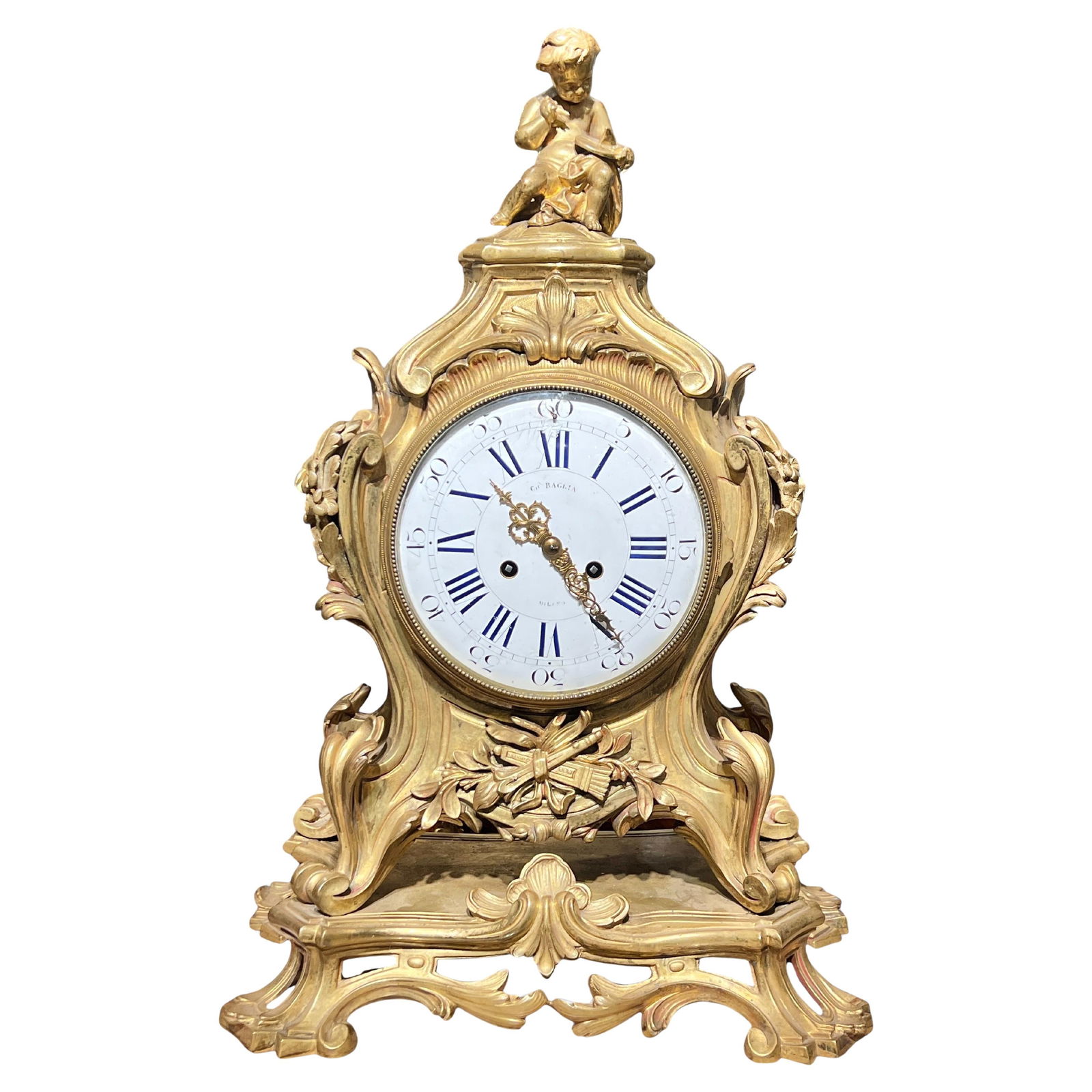 Louis XV Inspired French Gilt Bronze Mantel Clock Circa 1880s (1 of 9)