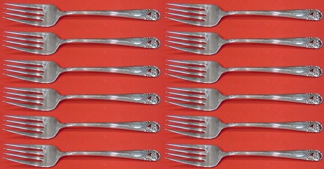 International Sterling Silver Spring Glory Salad Fork Set 12 pcs (1 of 3)