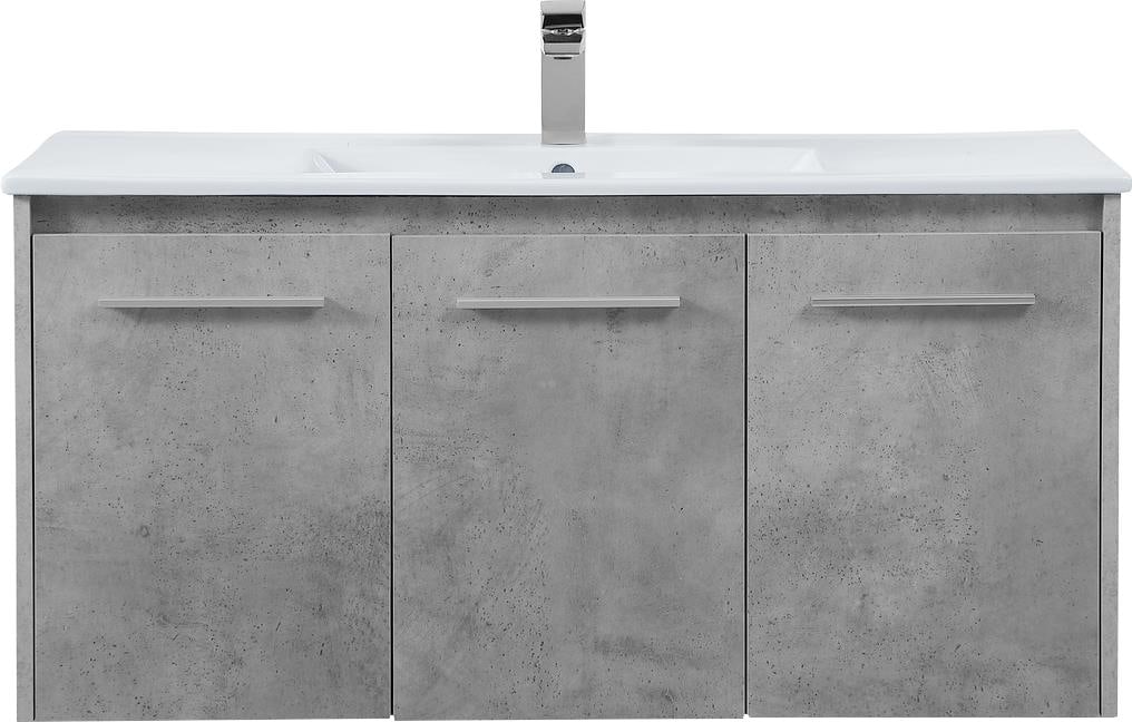 Elegant Lighting Modern Floating Bathroom Vanity MDF Porcelain Sink Brushed Nickel Gray (1 of 1)