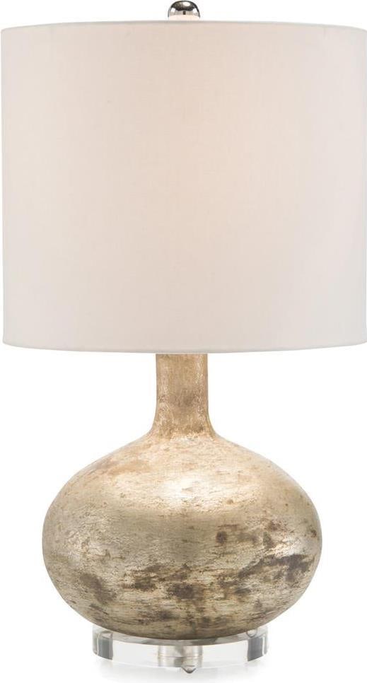 John-Richard Transitional Silver Glass Table Lamp with Off-White Shade (1 of 1)