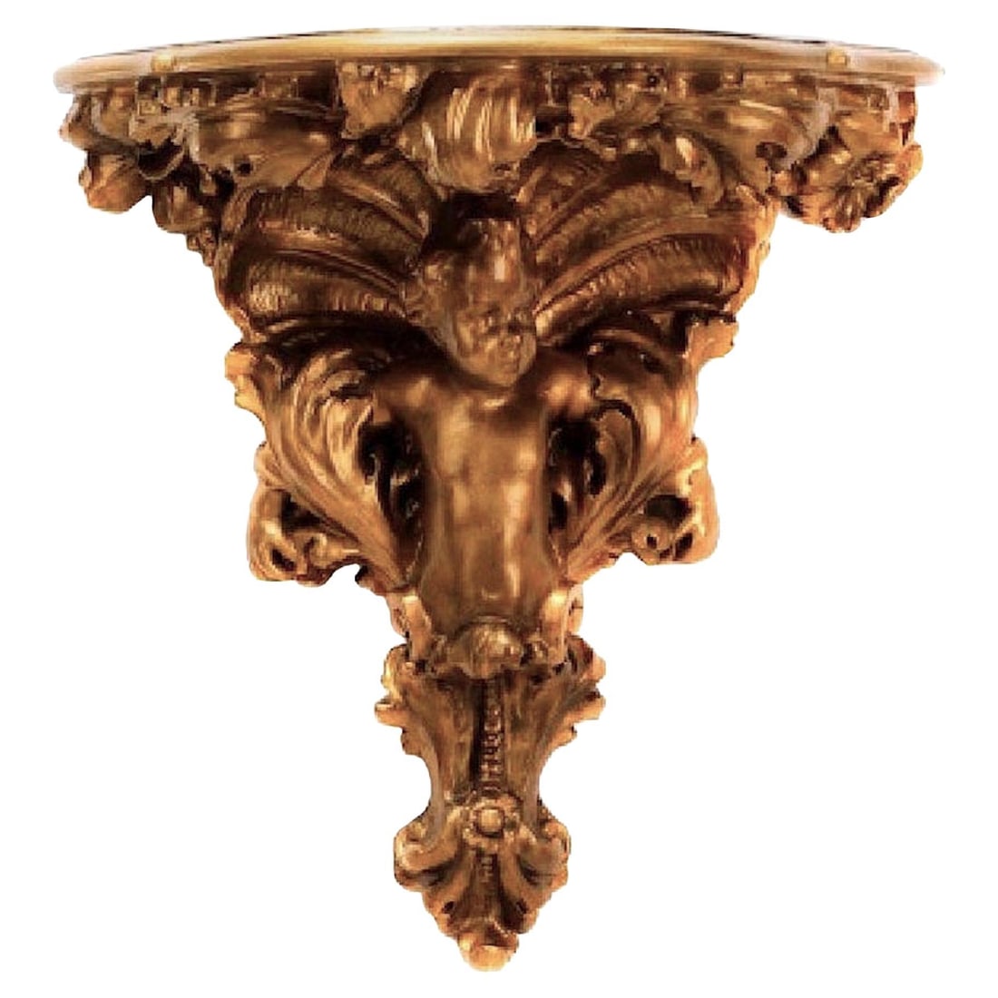 Large Italian Baroque Giltwood Wall Bracket with Putti Motif (1 of 4)