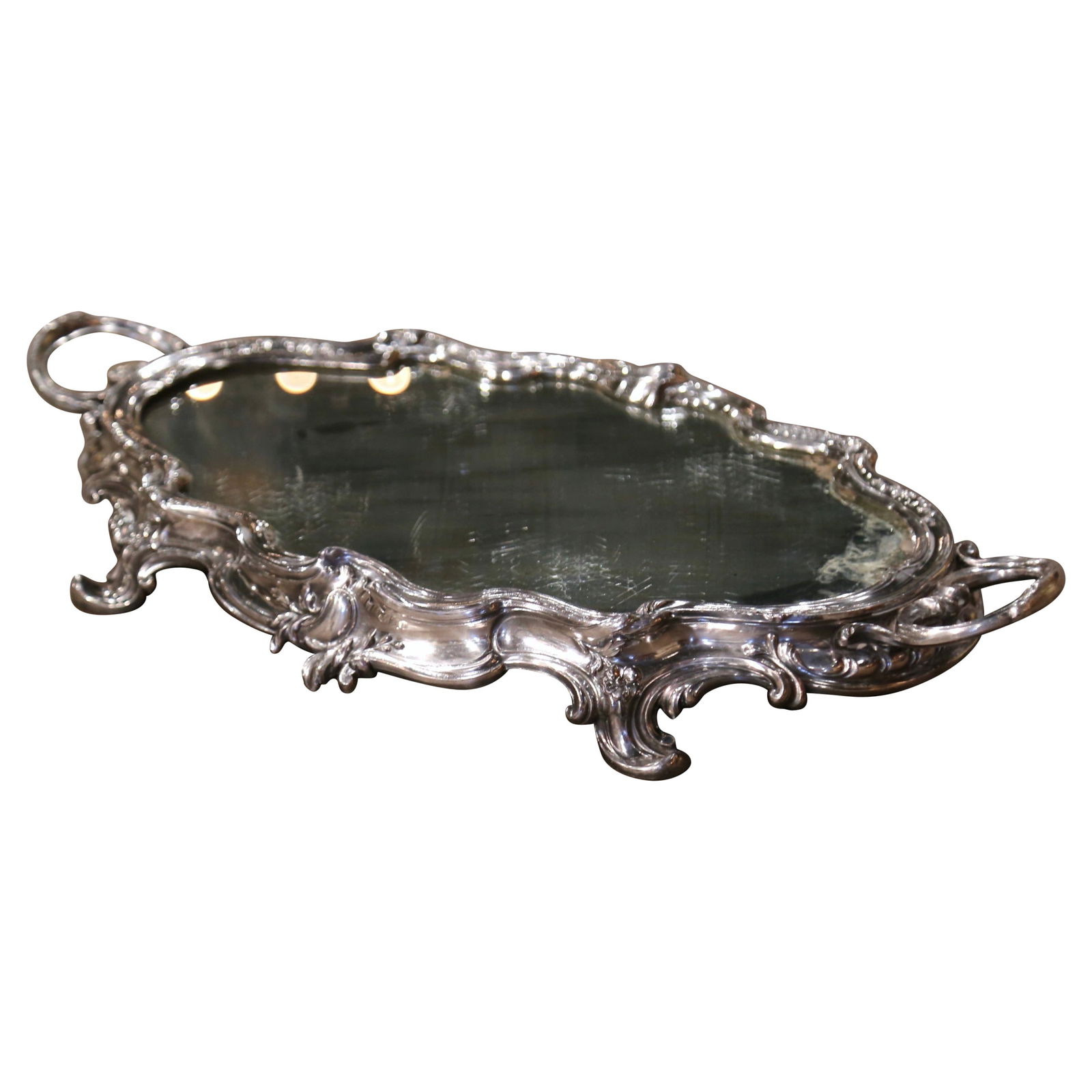19th Century Louis XV Silverplated Bronze Mirrored Plateau Surtout de Table (1 of 11)