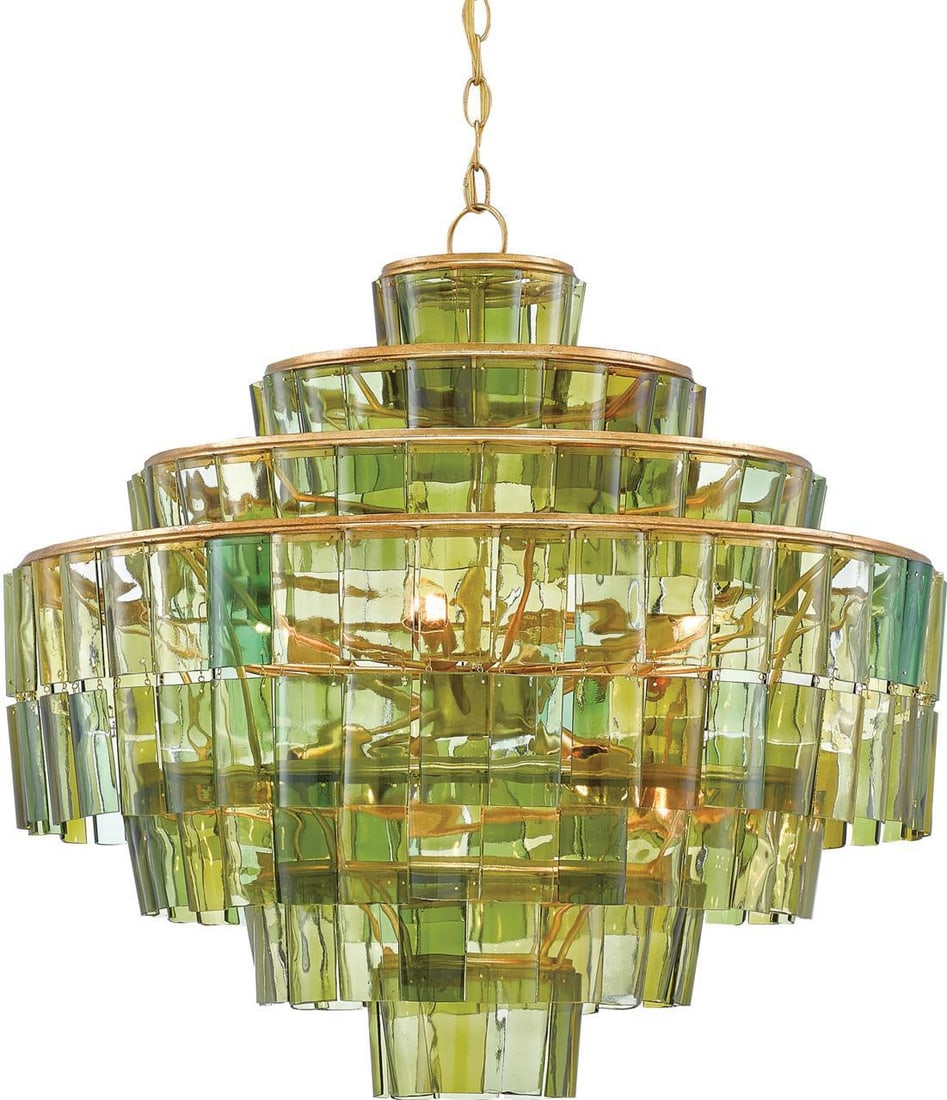 Currey Sommelier Green Bottle Chandelier 8 Bulb Adjustable Height (1 of 3)