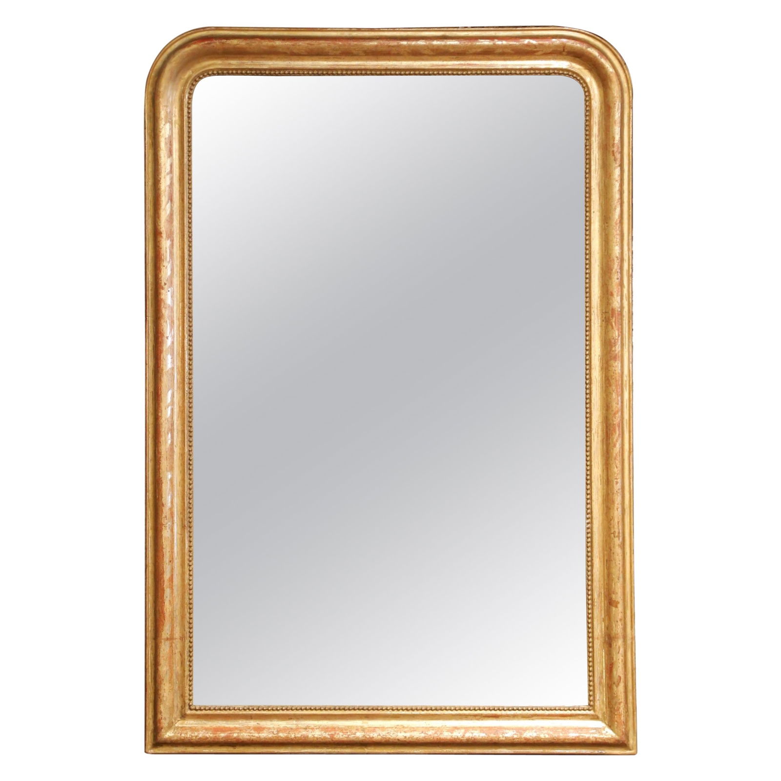 Antique 19th Century French Louis Philippe Giltwood Mirror with Floral Engravings: Antique 19th Century French Louis Philippe Giltwood Mirror with Floral Engravings This exquisite 19th Century French Louis Philippe Giltwood Mirror showcases a stunning blend of traditional craftsmans