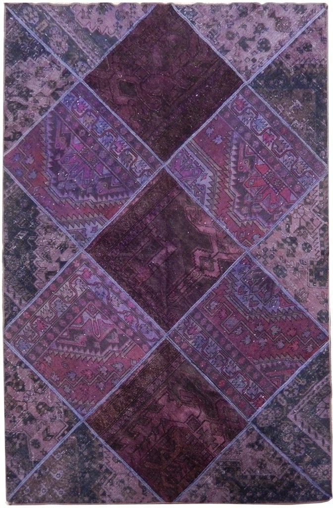 5.7 x 8.5 Overdyed Purple Antique Persian Patchwork Area Rug (1 of 7)