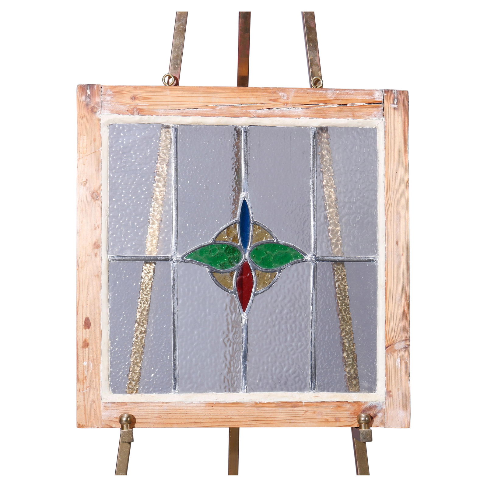 Antique Arts and Crafts Stained Glass Window c1920 Floral Design: Antique Arts and Crafts Stained Glass Window c1920 Floral Design This exquisite antique Arts and Crafts leaded stained glass window panel features a stylized floral and foliate design. Crafted circa 1