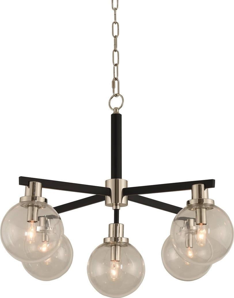Kalco Cameo Mid-Century Modern Pendant Light Matte Black 5-Light (1 of 1)