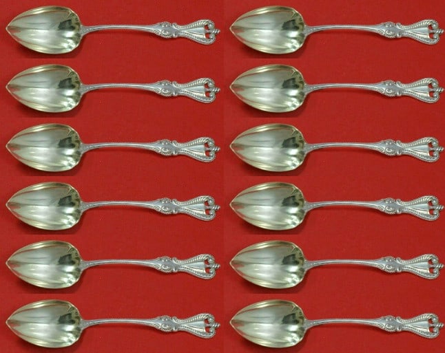 Towle Old Colonial Sterling Silver Grapefruit Spoons Set of 12 Fluted: Towle Old Colonial Sterling Silver Grapefruit Spoons Set of 12 Fluted Enhance your dining experience with this exquisite set of 12 Old Colonial grapefruit spoons by Towle, crafted from high-quality st