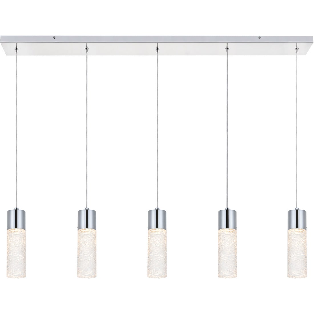 Constellation 5 Light Chrome Glass Modern Pendant Chandelier 42 Inch (1 of 12)