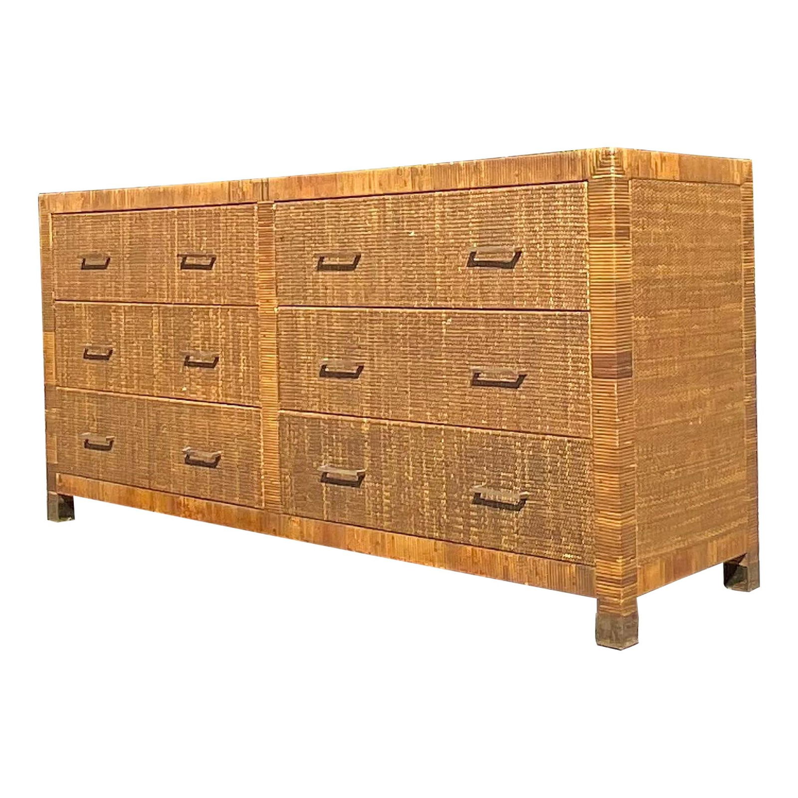 Vintage Coastal Wrapped Rattan Dresser (1 of 6)
