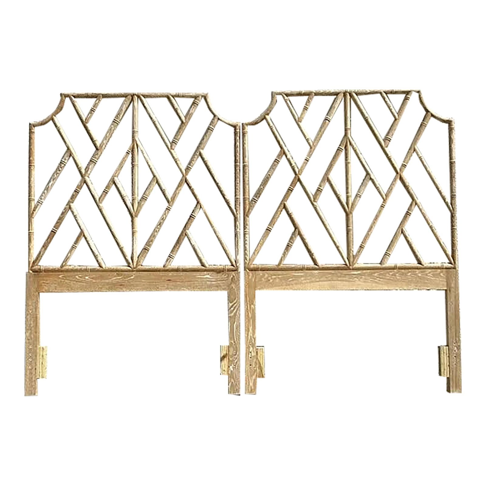 Vintage Regency Washed Chinese Chippendale Twin Headboards Set of 2 (1 of 8)