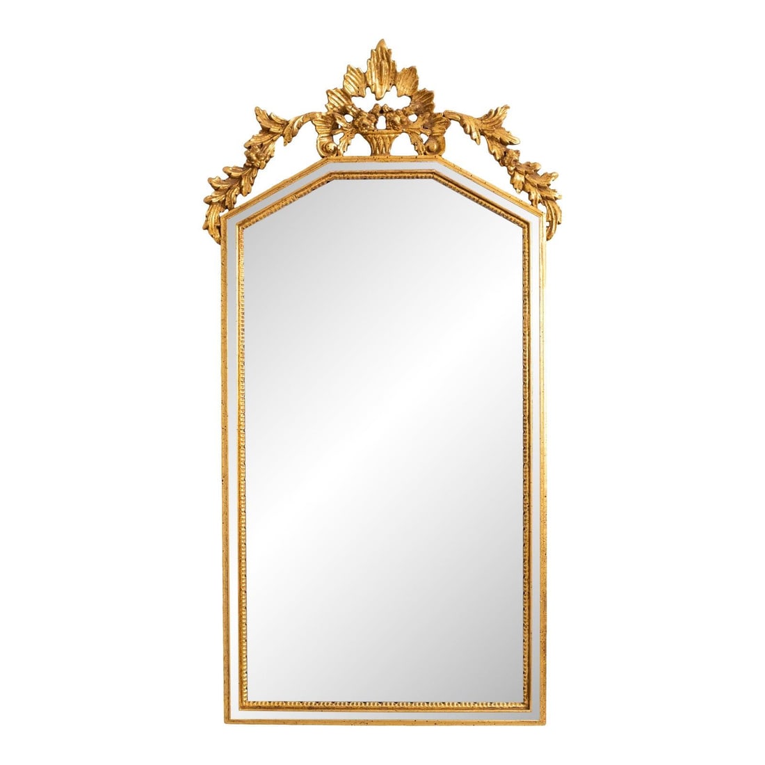 Federal Style Giltwood Wall Mirror with Floral Carved Crest (1 of 9)