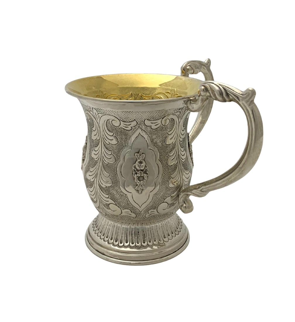 Handmade 925 Sterling Silver Floral Wash Cup 6 Inch (1 of 3)