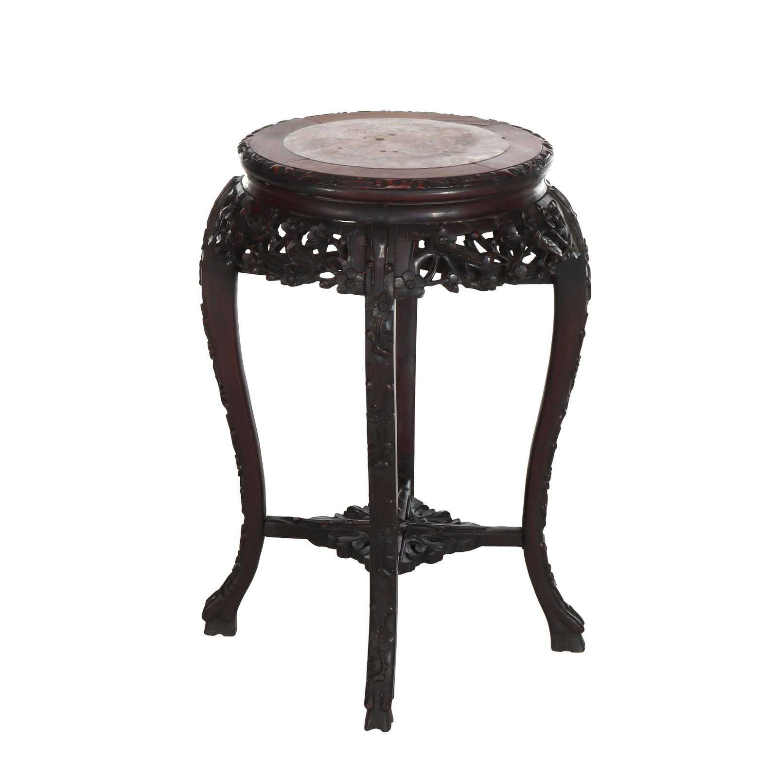 Early 20th Century Chinese Rosewood Stand with Rouge Marble Inset Top (1 of 9)