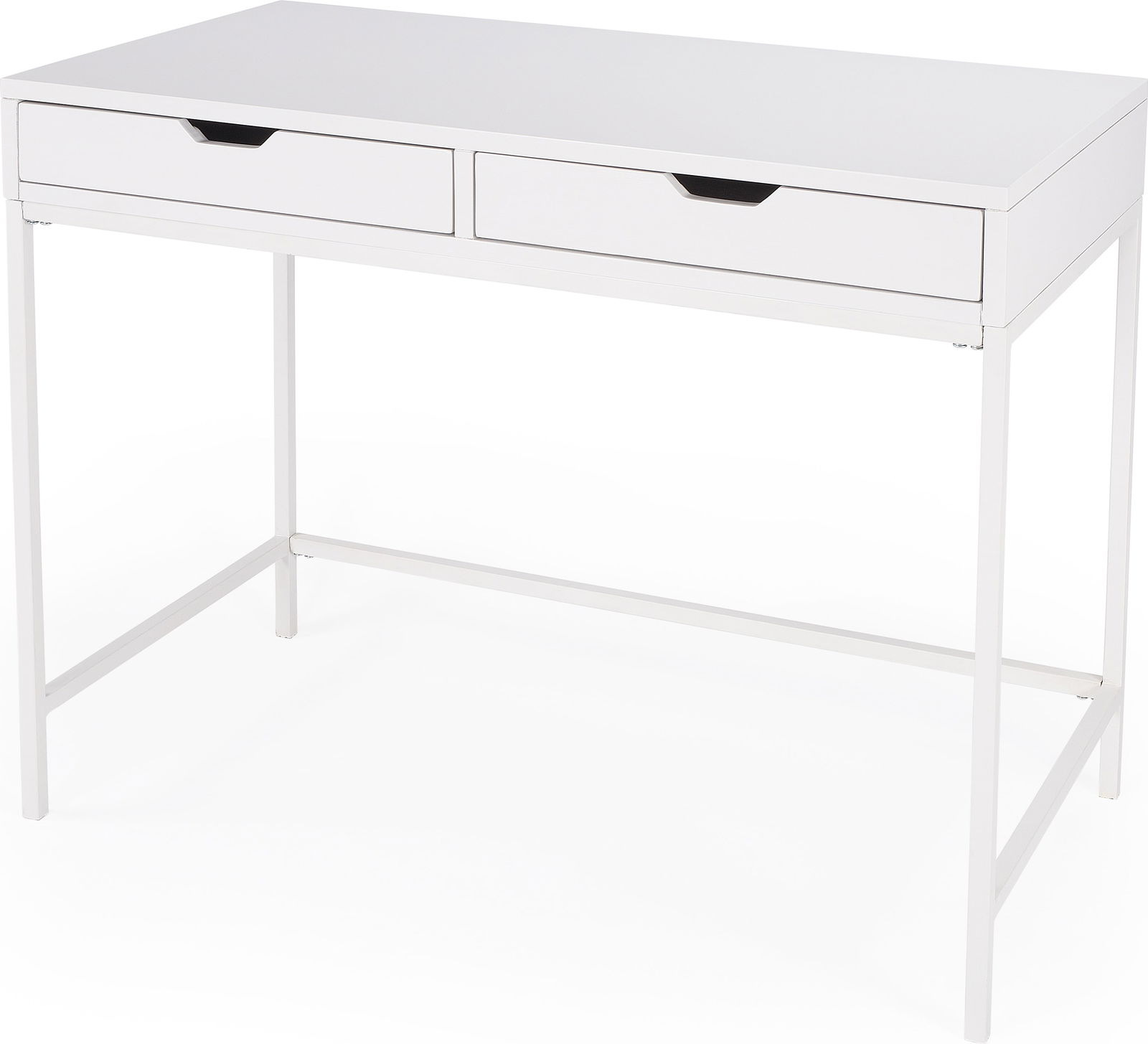 Modern Minimalist White Gloss Desk 40W 22D 30.5H Brass Mahogany Iron Rubberwood (1 of 9)
