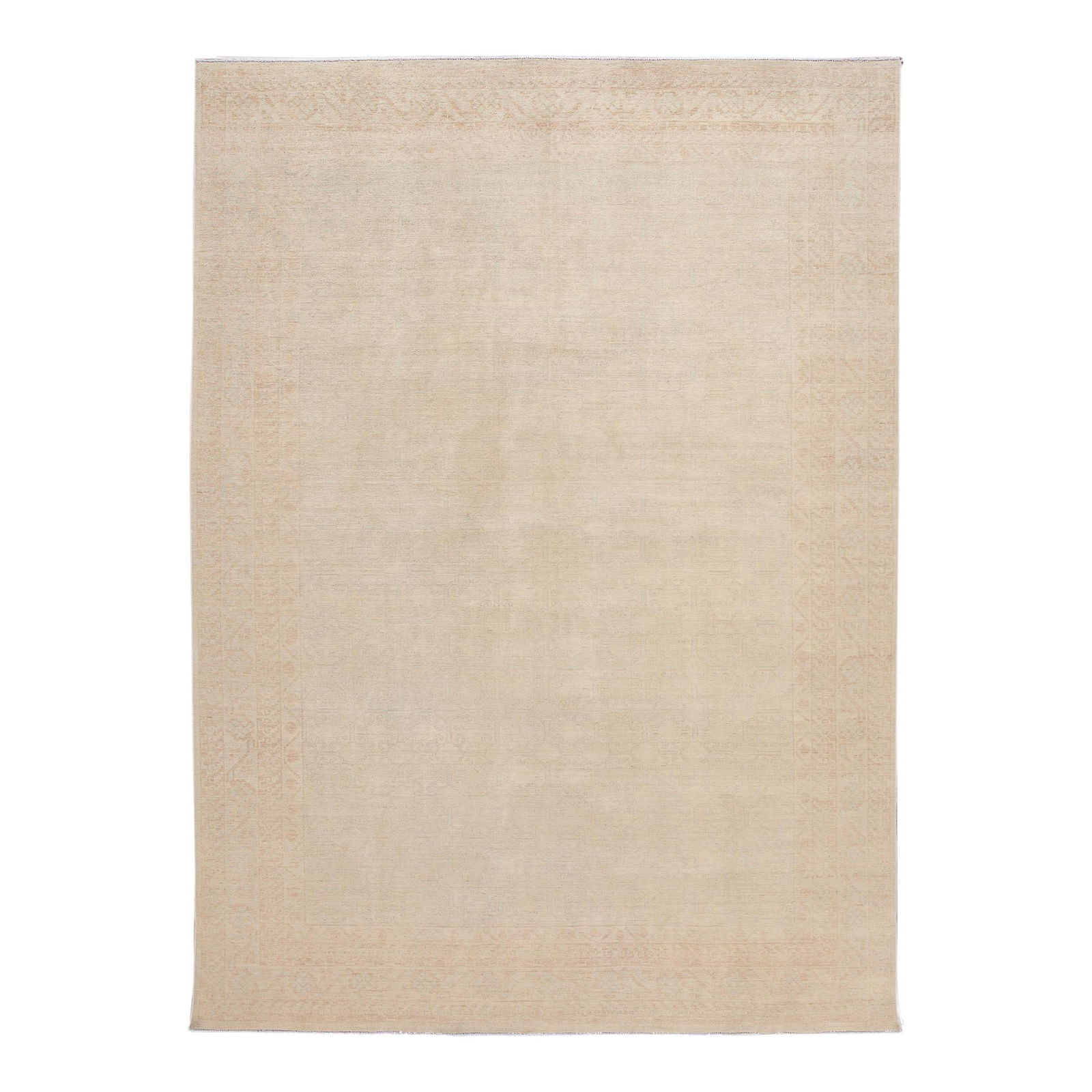 Modern Peshawar Handmade Wool Rug 9'5 x 13'9 Floral Beige (1 of 9)