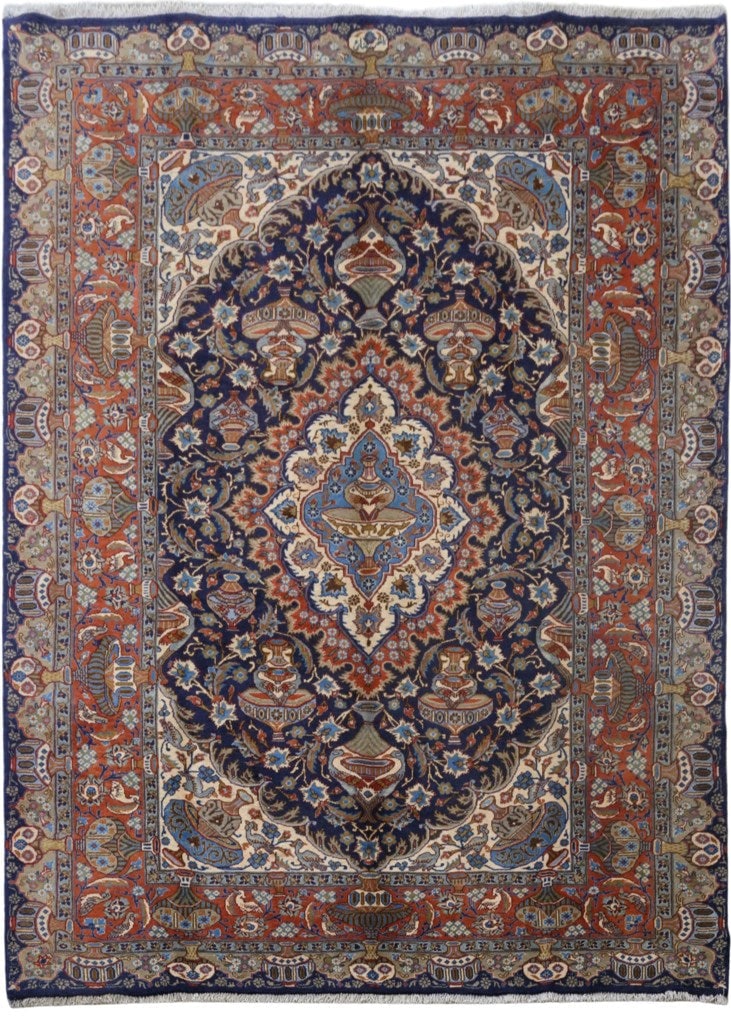 8.1 x 11.2 Handwoven Navy Blue Persian Kashmar Rug (1 of 6)