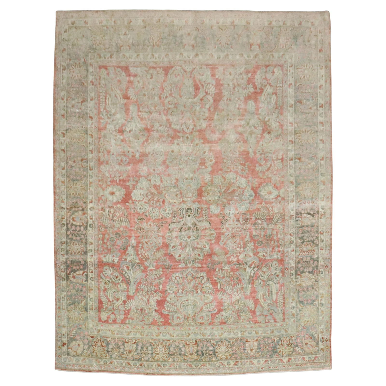 Zabihi Antique Persian Sarouk Rug Hand-Knotted Wool 107 x 132 Inch (1 of 10)