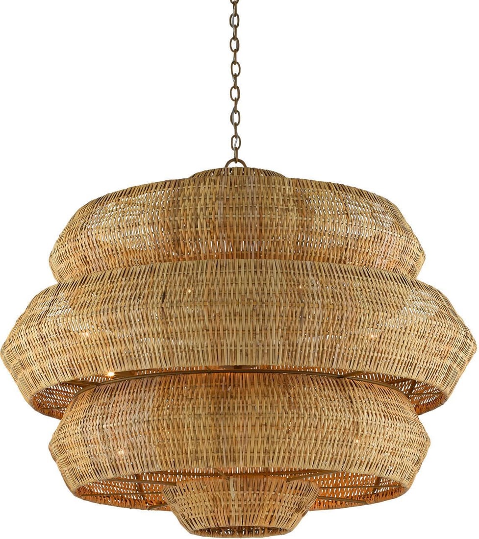 Currey Antibes Grande Chandelier Coastal Style Rattan 18 Bulbs (1 of 4)