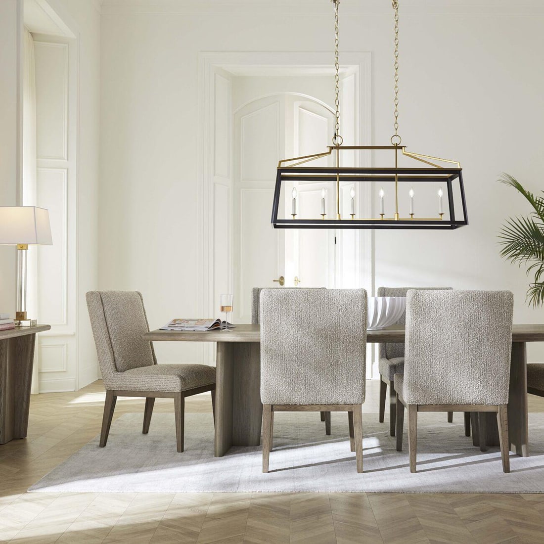 Alder Tweed Randall Dining Table in Dusted Stone 30H x 96.5W x 42D: Alder Tweed Randall Dining Table in Dusted Stone 30H x 96.5W x 42D Introducing the Elegant Randall Table, a stunning addition to any refined dining space. This dining table features an exquisite duste