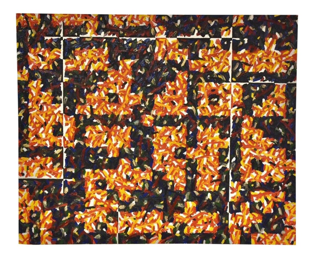 Hans Jorgen Henriksen 1981 Danish Abstract Oil Painting 51.5x42.5 (1 of 7)