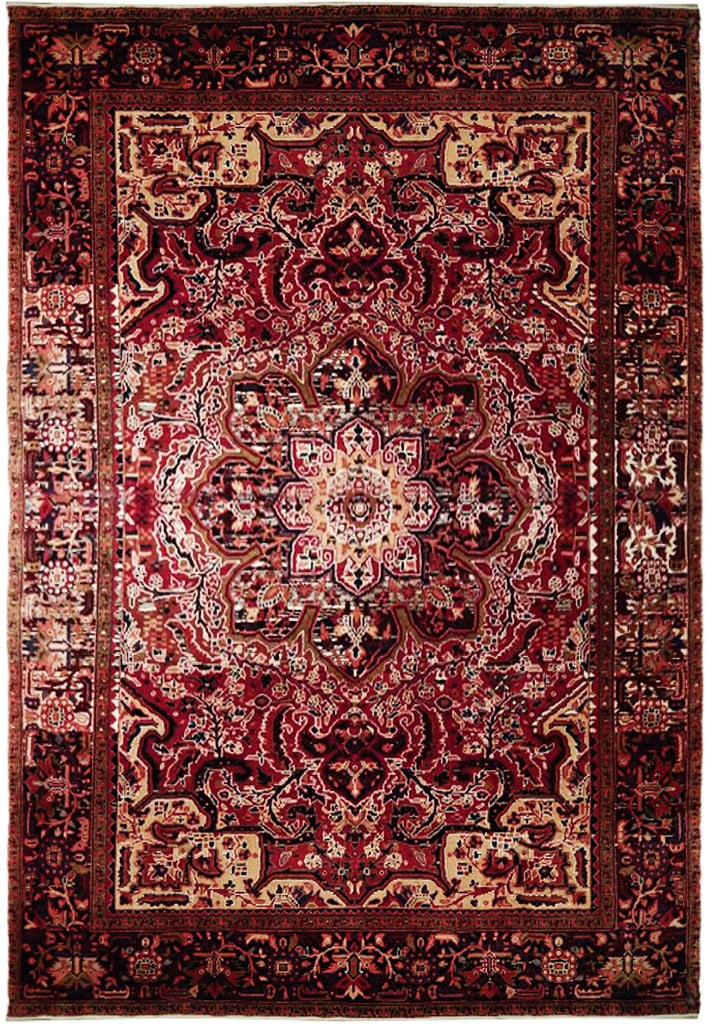 8'4 x 11'8 Handcrafted Semi-Antique Persian Heriz Rug: 8'4 x 11'8 Handcrafted Semi-Antique Persian Heriz Rug Free continental US Shipping Enhance your living space with this exquisite semi-antique Persian Heriz rug, handcrafted by skilled artisans. Featur
