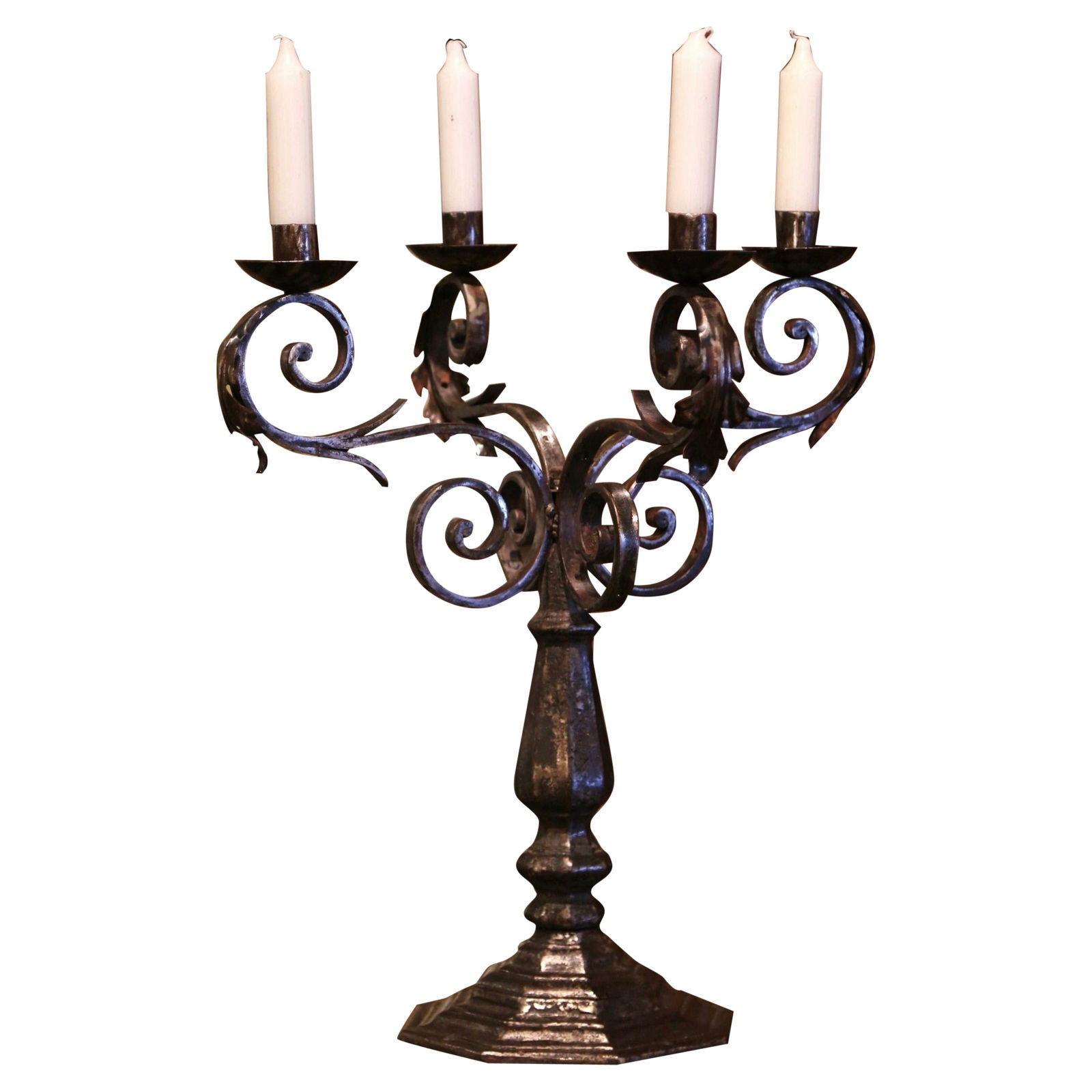 18th Century Louis XIV French Wrought Iron Four-Light Candelabra (1 of 12)