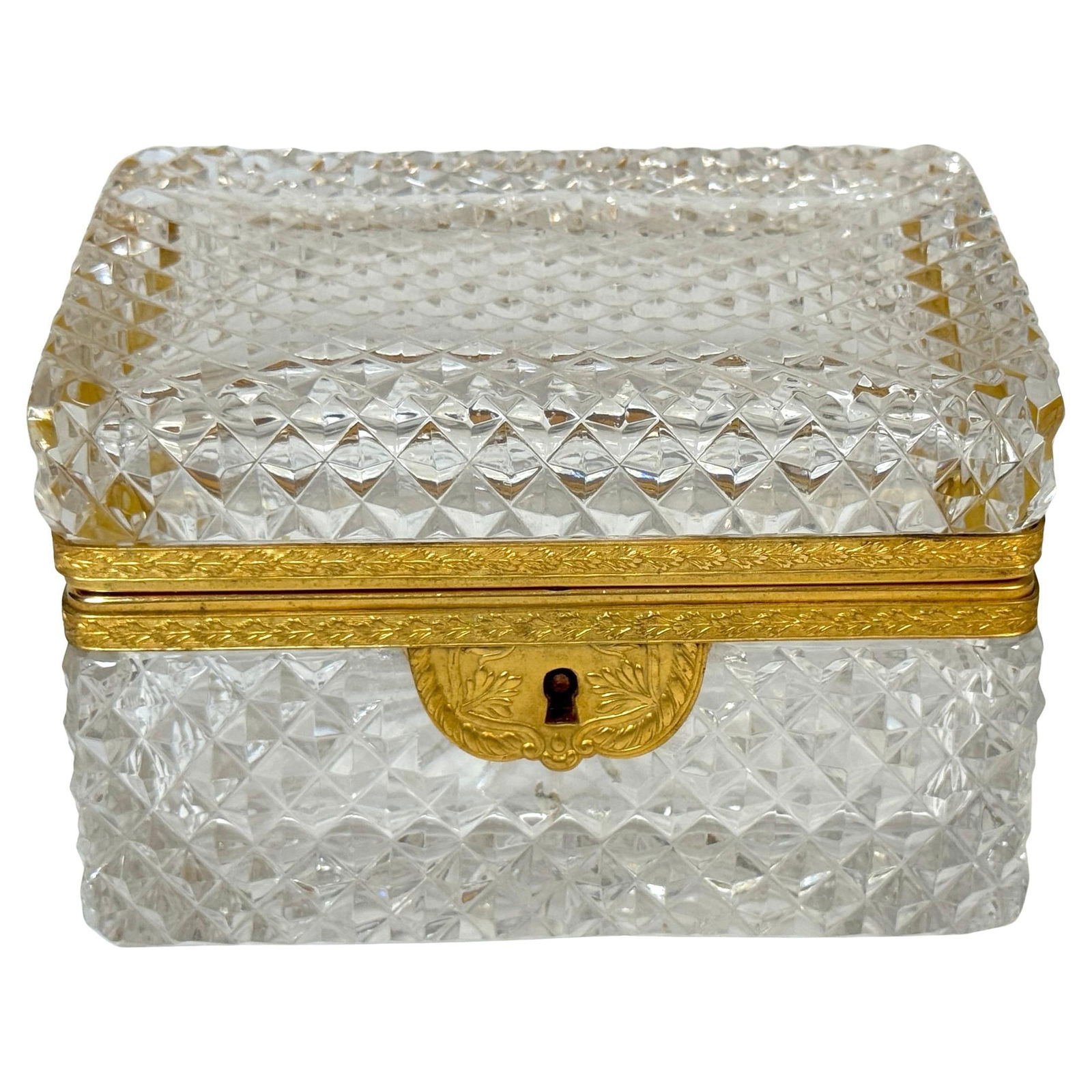 Late 19th C Baccarat Fire Gilt Ormolu Cut Glass Table Box (1 of 11)