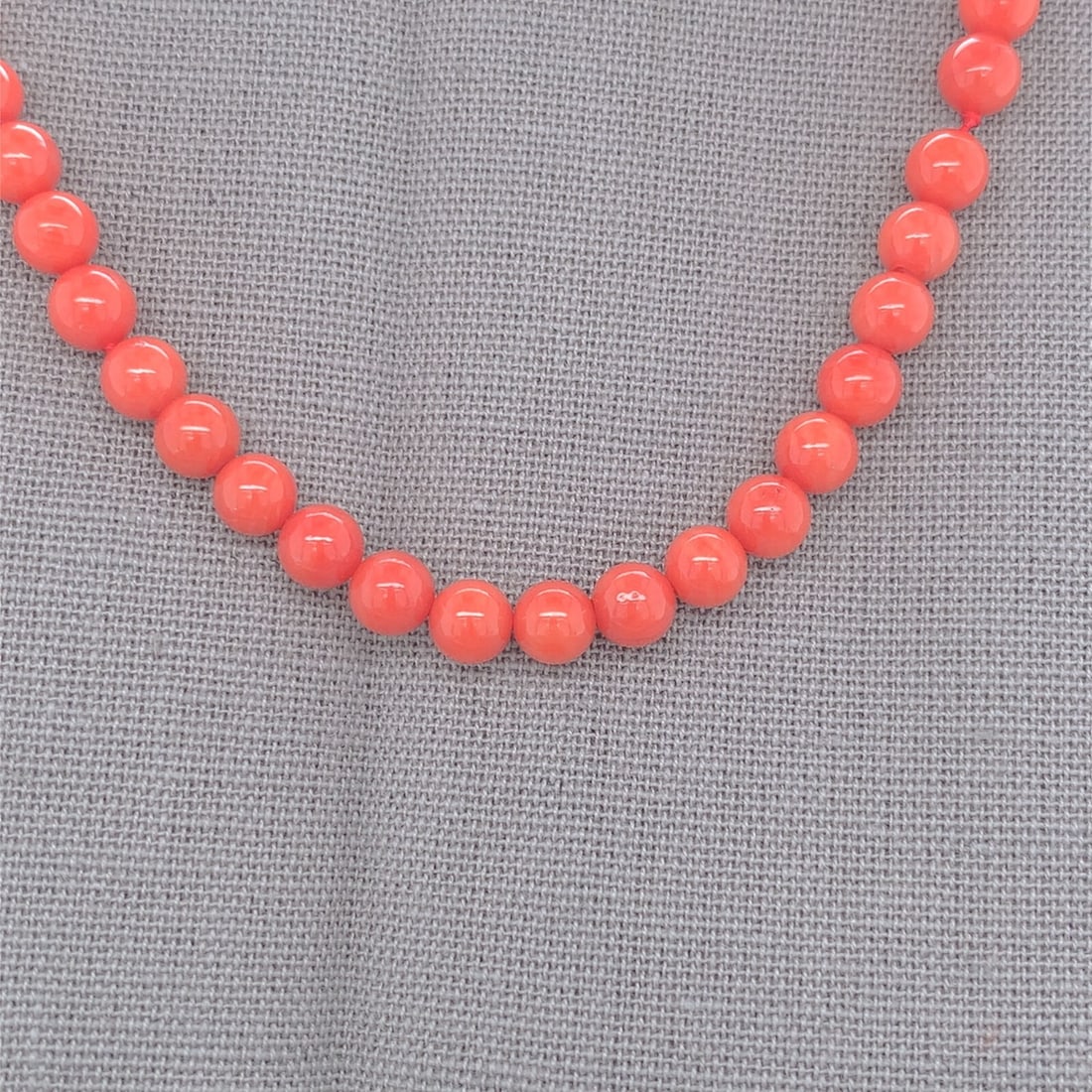 18 7/8 Inch Red Coral Bead Necklace with 14k Yellow Gold Clasp (1 of 7)