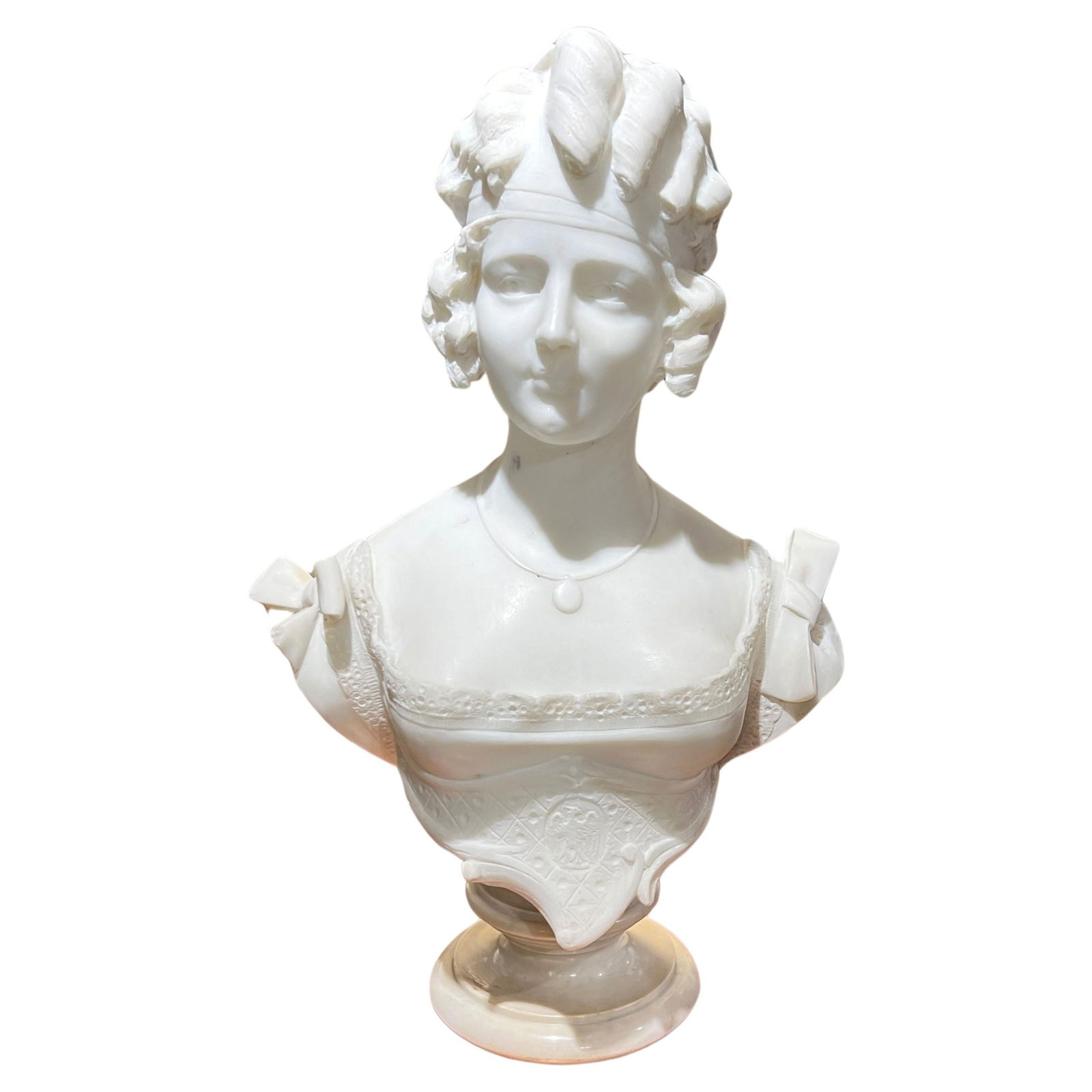 Neoclassical Carrara Marble Female Bust Italy Late 19th Century (1 of 15)