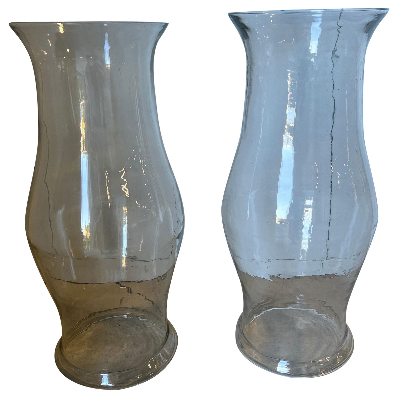 Monumental 19th Century American Blown Glass Hurricane Shades Set of 2 (1 of 18)