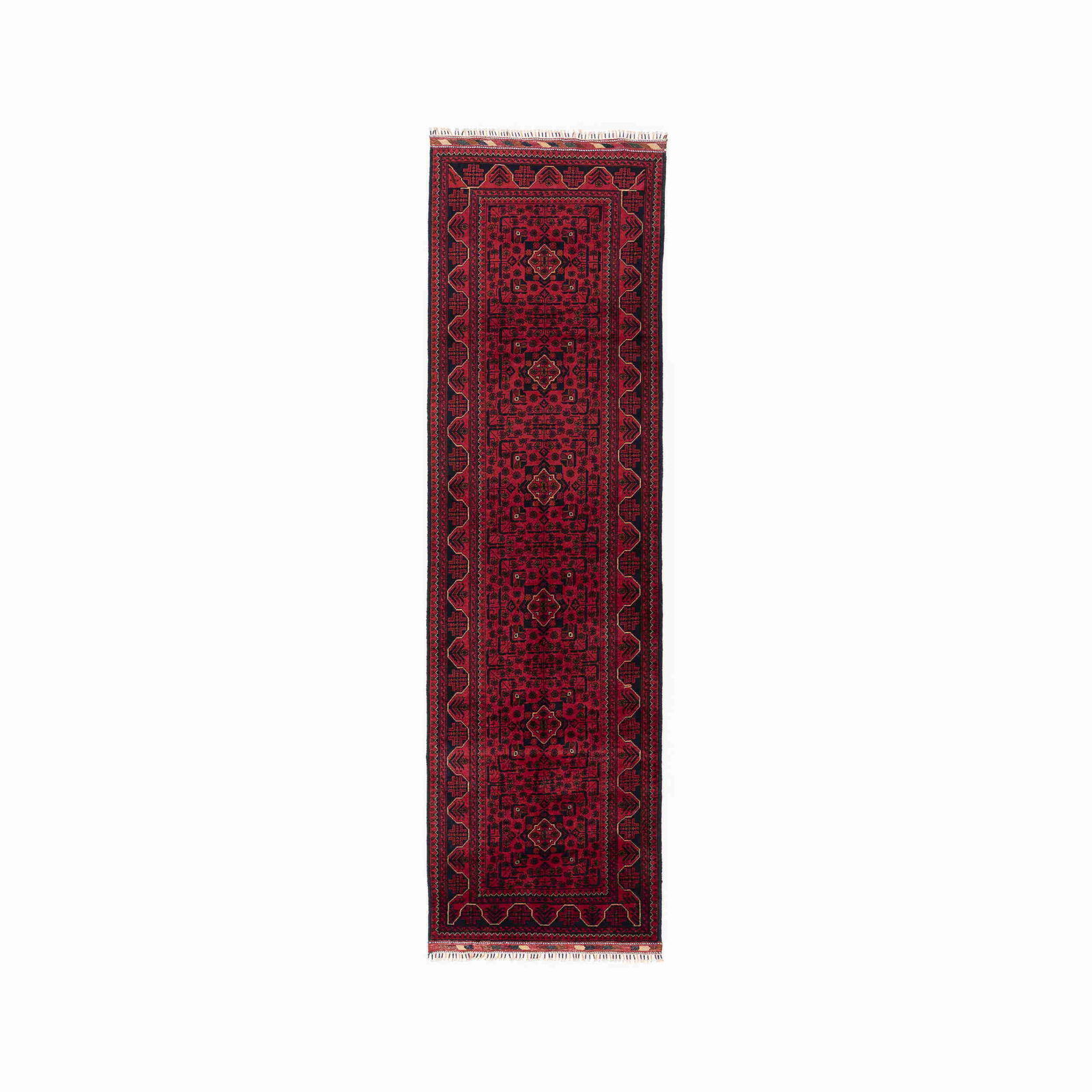 Authentic Handmade Kunduz Wool Carpet 33.1 x 114.2 Inches: Authentic Handmade Kunduz Wool Carpet 33.1 x 114.2 Inches This authentic handmade Kunduz carpet showcases a stunning wool on wool construction, emphasizing craftsmanship and traditional weaving techni
