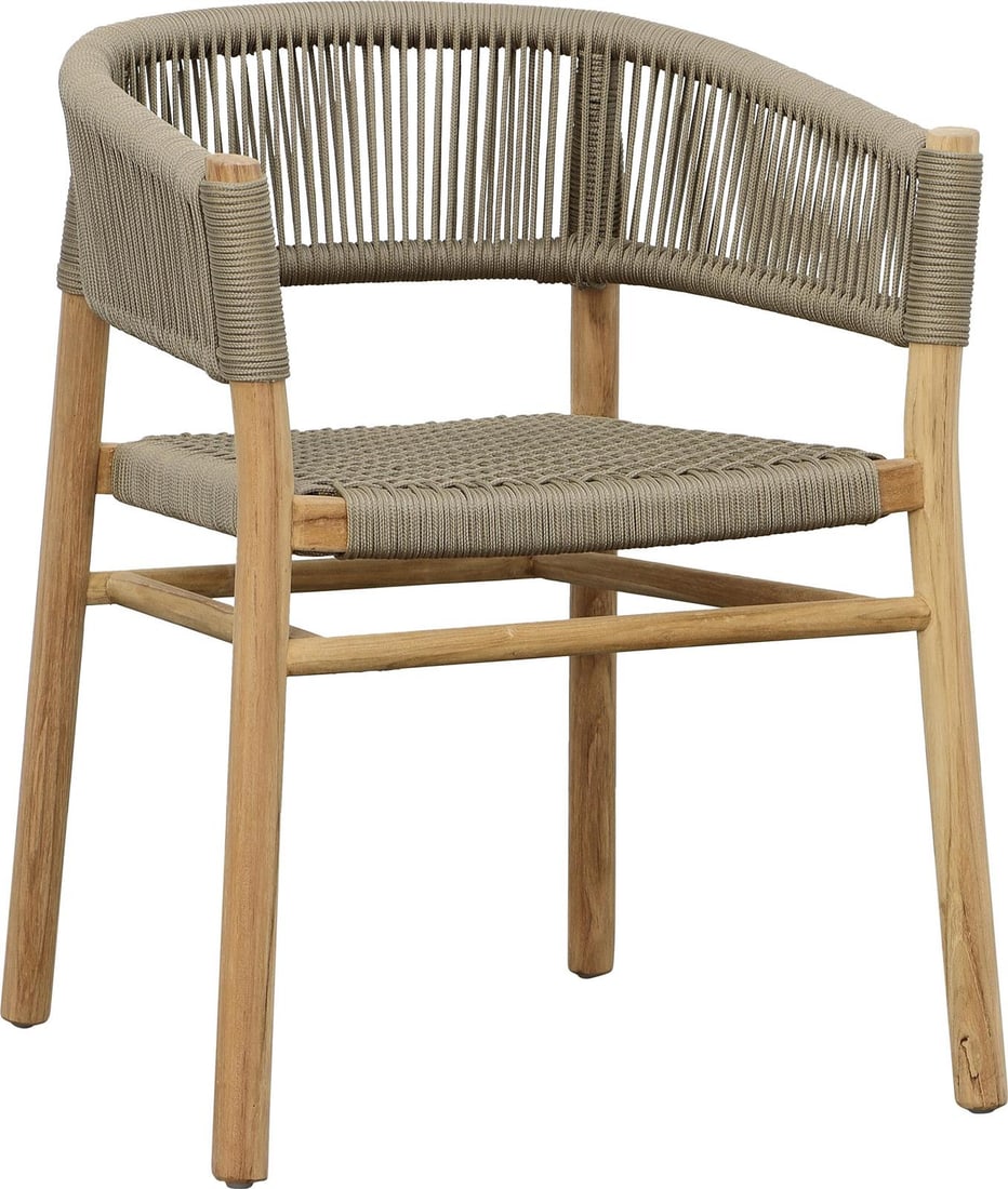 Bettina Taupe Rope Teak Wood Outdoor Dining Chair (1 of 5)