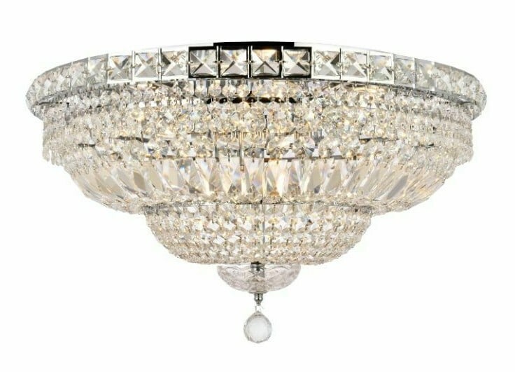 Tranquil Empire 24in Chrome Flush Mount Crystal Chandelier with 12 Lights (1 of 9)