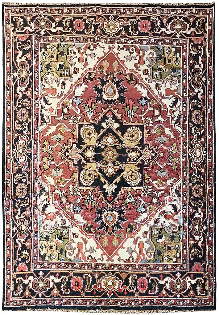Hand Knotted Heriz Wool Rug 106 x 143 Inches Handmade in India (1 of 10)