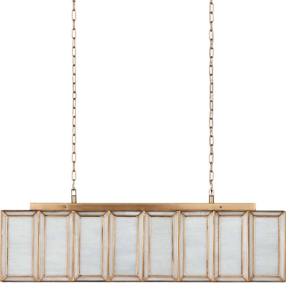 Currey Brass Rectangle Chandelier Six Bulbs Daze Collection (1 of 6)